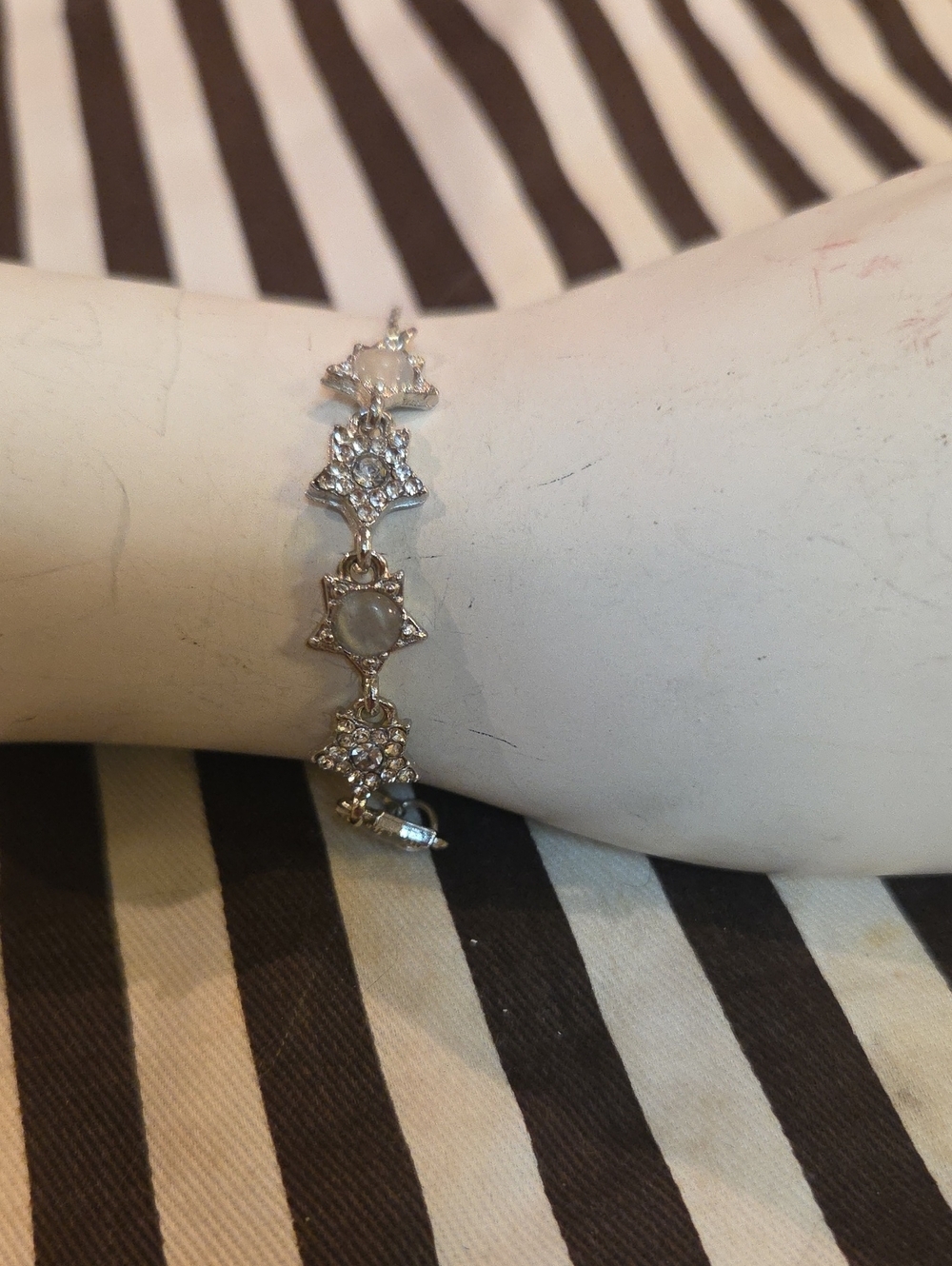 Silver-Tone Star & Crystal Link Bracelet - Women [1365]